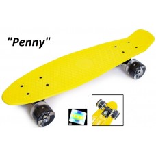 Penny Board,Пенни 22" Жёлтый ,светящиеся колёса