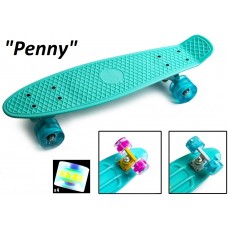 Penny Board,Пенни 22" Бирюзовый,светящиеся колёса