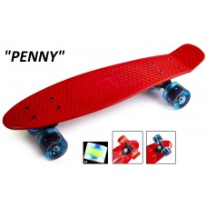 Penny Board,Пенни 22" Красный ,светящиеся колёса