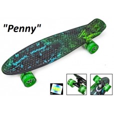 Penny Board,Пенни 22" Грин,светящиеся колёса